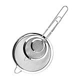 Avesteir Juego de 3 Colador de Cocina 19/25/36.5 cm, Colador de Malla Fina Acero Inoxidable, Tamiz de Harina con Manija para Separador de Salsa, Coladores de Pasta, Alimentos y Vegetales (Plateado)
