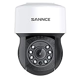 SANNCE PTZ Cámara de Vigilancia Exterior 1080P Analógica AHD con Visión Nocturna 30M, Detección de Movimiento, Pan 350°/Tilt 90° 2MP Cámara, Compatible u otro DVR de Control Coaxial