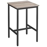 VASAGLE Mesa Alta, Mesa de Bar Cuadrada, Marco de Acero, 60 x 60 x 92 cm, Montaje Fácil, para Cocina, Salón, Estilo Industrial, Grege y Negro LBT025B02