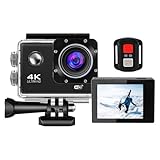 Peppy Cámara de acción 4K de 20 MP Ultra HD WiFi, impermeable, con gran angular de 140°, estabilización, control remoto y micrófono externo para vlogging, buceo, esnórquel y deportes al aire libre