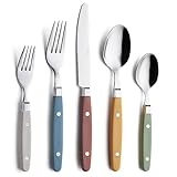 ANNOVA Juego de Cubiertos 20 Piezas Acero Inoxidable Mango de Color con Remache/Cubiertos Estilo Retro (Morandi Mix, 20 Pieces)