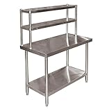 WilTec Mesa Trabajo Acero Inoxidable 120x60x145cm estantería 2 Niveles Patas Regulables Hostelería Gastro