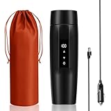 Minihervidor de agua de café de 12 V, 40 ~ 100 ℃ ajustes de temperatura ajustable, sin batería, control táctil, taza de calefacción eléctrica para café, calentador de bebidas portátil de 350 ml, 304