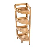 AD.CON Estantería esquinera de bambú para baño, con 4 estantes, 80 cm de alto