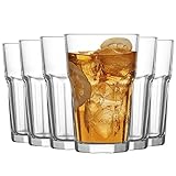 Tradineur - Set de 6 vasos altos de cristal 'Aras', clásicos, base gruesa, resistentes, aptos para lavavajillas, refrescos, agua, bebidas - 11,9 x 7,7 cm - 300 ml