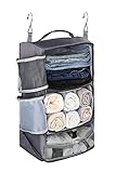 ELEZAY Cubos de embalaje colgantes para armario portátil, organizador de ropa de compresión plegable de viaje de 3 estantes para equipaje de mano, maleta, bolsa de ahorro de espacio, XL, 12 x 10 x 24