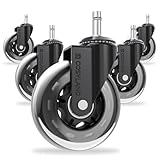 COSYLAND 5pcs Ruedas Silla Oficina - 11 mm x 22 mm Ruedas Silla Gaming - Ruedas Silla - Deslizan Suavidad y Silencio - No Rayan el Suelo - No Acumula Suciedad