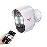 HubFlashy Cámara de seguridad inalámbrica de 1080p con focos para uso en interiores y exteriores, cámara de vigilancia bala, detección humana de IA, conversación bidireccional, visión nocturna,