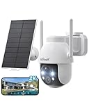 ieGeek 3MP Camara Vigilancia WiFi Exterior Solar con Bateria Sin Cables, Camara Vigilancia Exterior Solar Visión Nocturna Color, PTZ 360° App Remoto, Humana Detección, IP65, Voz Bidireccional