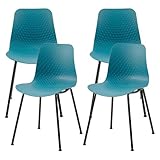 U2PICK Set de 4 Silla de Comedor Plástico con Patas de Hierro, Resistente 150kg, Diseño Moderno, Fácil de Montar, Ergonómica, Ideal para Interior, Exterior, Jardín, Cocina, Balcón, Teal