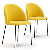 VS Venta-stock Set de 2 sillas Comedor Kenia tapizadas Mostaza, certificada por la SGS, 43 cm (Ancho) x 47 cm (Profundo) x 78,5 cm (Alto)