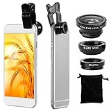 OcioDual Camara Lente Universal para Teléfono Móvil Ojo de Pez Macro Gran Angular Negro