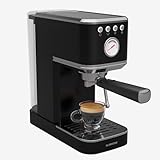 Klarstein SteelPresso Slim Cafetera Express – 20 Bares, 1350W, Depósito 1,2L, Boquilla de Vapor, Carcasa de Acero Inoxidable, Compacta, Fácil Limpieza, Negra