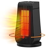 Qoosea Calefactor Eléctrico Calefactor Bajo Consumo 1200W Radiador Electrico Bajo Consumo Baño de Aire 3 Configuraciones Calor Modo Protección Contra Sobrecalentamiento para Oficina Hogar(Negro)