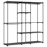 SONGMICS Armario, Perchero, Guardarropa, con Barras, Vestidor, Estantes de Tela, Marco de Metal, 182 x 43 x 182 cm, Negro Tinta RYG037B02