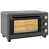 HOMCOM Mini horno 21L 1400W 60 min. temporizador, horno pequeño con tiempo de cocción ajustable 100 °C-230 °C, mini horno con bandeja de horno, rejilla de alambre, horno de sobremesa de metal, gris