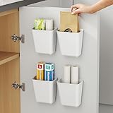LANSKYLAN 4 PCS Caja de Almacenamiento de Puerta de Cocina Caja de Almacenamiento Montada en Pared Organizadores de Cesta de Gabinete de Cocina Etraíble para Baño, Cocina, Armario