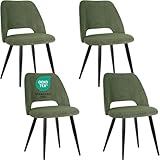 JIJIAN Pack de 4 Sillas de Comedor, Sillas de Cocina, Sillas de Salón, Sillas de Terciopelo a Rayas con Respaldos Recortados, Sillas Tapizadas para Comedor, Cocina, Dormitorio, Recepción, Verde
