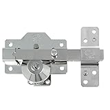 Amig - Cerrojo de Sobreponer de Alta Seguridad para Puertas de Madera, Mod. 8 PLUS, 90 x 154 mm, Con Cilindro Redondo de Seguridad y Pestillo, Acero Plateado