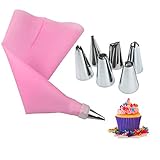 Tukcherry 8pcs Boquillas para Manga Pastelera Incluyendo Boquillas de Acero Inoxidable, Bolsas de Pastelería, Acopladores, Pasteles para Hornear Juego de Decoración para Cupcakes (P1)