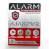 Placa Alarma AJAXPWR | NO PARECE REAL, LO ES. | Cartel alarma grande fachada en ALUMINIO intemperie | Especial casa piso negocio | disuasorio Alarma rojo y negro, 28x21cm. | Ojales sujeccion