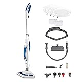 Polti Vaporetto SV460 Doble,Escoba a Vapor 2 en 1 con Limpiador Portátil, Potencia Máxima 1500 W, 17 Accesorios Incluidos, Calentamiento en 15 Segundos, Depósito Extraíble, Blanco y Azul
