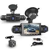 Dashcam 1080P, 4 Cámaras, Pantalla IPS de 3 Pulgadas, Visión Nocturna, Cuatro Cámaras, Detección de Gravedad, Monitoreo de Estacionamiento, Grabación en Bucle, Compensación de Exposición