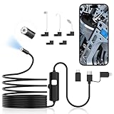 Housolution Endoscopio Cámara de Inspección, Cámara de Endoscopio 5m con Luz, Boroscopio con 8 Luces LED Ajustables, Cámara de Inspección HD 1920P IP67 Impermeable, Flexible para Android iOS, Negro