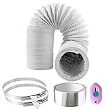 URHRHU 2m Manguera de ventilación de PVC Manguera de Ventilación de Aluminio 100 mm Tubo Flexible de Salida de Aire para Extractor de Aire, Climatización, Secadora