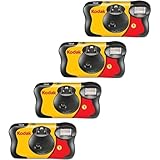 Kodak Fun Saver - Cámara desechable de un solo uso de 35 mm con flash, 27 exposiciones, paquete de 4