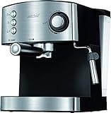 MPM MKW-06M Cafetera Express 20 Bares, para Realizar café Espresso y Cappuccino, vaporizador para espumar Leche, calienta Tazas,Acabado Acero Inoxidable, depósito de Agua 1,7 L Desmontable, 850W