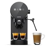 KLARSTEIN Cafetera Espresso con Espumador de Leche, 0,9L Mini Cafetera Espresso Retro con Portafiltro, 1360 W Cafetera Pequeña, Cafetera para Cappuccino, Latte & Macchiato