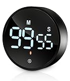 Birshe Temporizadores Digitales de Cocina Temporizador de Cuenta Atrás Magnético Temporizador Cocina Smart Timer con Pantalla LED para Cocina,Fitness,Hornear,estudiar, fácil para niños y Mayores,Negro