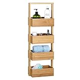 CASARIA Estantería de baño de bambú 88x16x28 Carga máx. 20Kg Repisa para Cuarto de baño con 4 Estantes