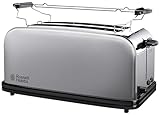 Russell Hobbs Tostadora [dos ranuras anchas para 4 rebanadas / 2 rebanadas grandes] acero inoxidable Adventure (calientapanecillos, 6 niveles de tueste, función de descongelado, 1500 W) 23610-56
