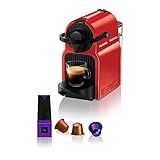 Krups Nespresso Inissia XN1005 - Cafetera monodosis de cápsulas Nespresso, 19 bares, apagado automático, capacidad de 0,7L, diseño compacto, modo eco, color rojo, incluye kit de bienvenida