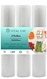 VITAL VAC 3 Rollos de Envasar al Vacío de 20x500 cm | Para Máquina de Envasar al Vacío Doméstica | Compatible con Silvercrest, Jata, Cecotec…