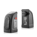 InnovaGoods - Mini Calefactor Portátil Heatpod 400W, Bajo Consumo, Pantalla LED, 2 Velocidades, Temporizador hasta 12h, Termostato Regulable 15-32 ºC, Negro, ABS