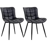 YOUTASTE Sillas de Comedor Pack 2, en Piel Faux, Sillas de Comedor Tapizadas, con Patas de Metal, Sillas Cocina con la Espalda, Sillas Salon (Negro)
