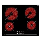Teka TB PRO 6415 - Vitrocerámica 4 Fuegos 60cm, Tecnología Touch Control, con Cronómetro, Vitrocerámica Teka Color Negro