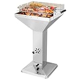 Barbacoa de carbón vegetal de acero inoxidable, portátil, barbacoa familiar, parrilla de playa, parrilla de 3 alturas, cajón de cenizas y regulador de ventilación, 63 x 48 x 91,5 cm, fácil de limpiar