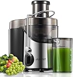 JUILIST Licuadoras Para Verduras y Frutas, 400W Extractor de jugo con 65MM de Boca Ancha, 3 Velocidades, Acero Inoxidable, Fácil de limpiar, Sin BPA, Plata