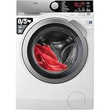 AEG L7WEE852 Lavasecadora de Carga Frontal, Lava 8 Kg, Seca 5 Kg, Libre Instalación, 1600 rpm, Motor Inverter, Programa Rápido, Nonstop 60 min, Panel LCD, Puerta XL Plateada, Blanca, Clase E