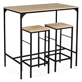 IDMarket – Conjunto de mesa alta de bar Detroit 95 cm y 2 taburetes diseño industrial