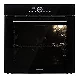 Klarstein Horno Electrico Empotrable Inteligente, Hornos Cocina Integrados 11 Modos con Función Descongelación, Convección, grill, 73L Horno IoT con Control de un Botón, Horno Multifuncion Negro