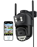 Reobiux Camara Vigilancia WiFi Exterior, Doble Lente, 6MP, 2.4/5Ghz Camara Vigilancia,360°, PTZ,Ethernet,Interior, Cable,Visión Nocturna Color,Two-Way Audio,Detección Humana,IP66