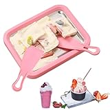 Fabricante de Helados, dellyy Heladera Instantánea con 2 Espátulas, Máquina para Hacer Helados en Rollo, Placa de Hielo para Helados, Plancha para Hacer Helado para Sorbete, Gelato, Yogur Helado(Rosa)
