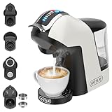 19Bar 5en1 Máquina de Café Espresso Multicápsulas para Nespresso/Dolce Gusto/LAV*ZZA A MODO MIO y Cápsulas de Café Molido/ESE EM-308A (Blanco-EU)