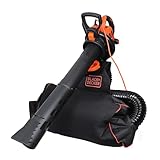 BLACK+DECKER Soplador Aspirador y Triturador de Hojas 3.000W, Velocidad Variable de 230-404 Km/h, Mochila Colectora de 72L, Aspiración: 15 m³/min, Ratio de trituración 16:1, BEBLV300-QS