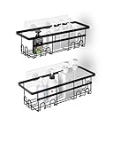 GOOPOOL Estanteria Ducha Sin Taladro Estanteria Baño con Adhesivo Pegatinas Organizador Ducha para Champú y Gel de Baño Repisas para Baño Antióxido Estantes Ducha para Cocina, 2 Piezas Negro